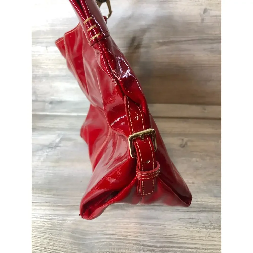 Dooney & Bourke Red Patent Leather Shoulder Bag Double Handles Handbag Purse - Picture 8 of 10